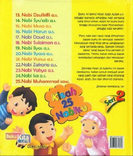 Cover Belakang Buku Kisah 25 Nabiku Jilid 2