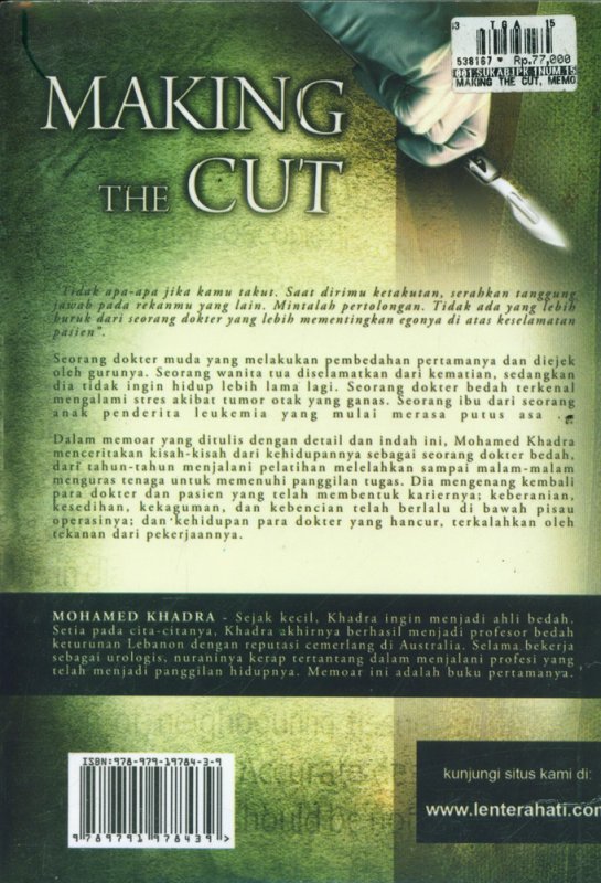 Cover Belakang Buku Making The Cut : Memoar seorang Dokter Bedah