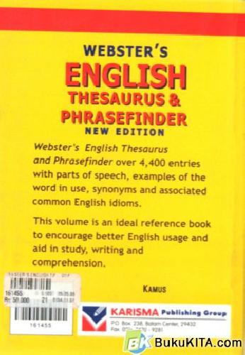 Cover Belakang Buku WEBSTER`S ENGLISH THESAURUS & PHRASEF
