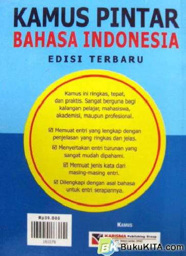 Cover Belakang Buku KAMUS PINTAR BAHASA INDONESIA 