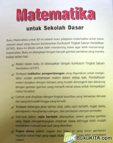 Cover Belakang Buku MATEMATIKA UNTUK SD KELAS 1 JILID 1B
