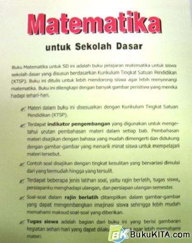 Cover Belakang Buku MATEMATIKA UNTUK SD KELAS 3 JILID 3B