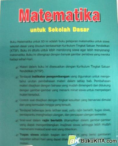 Cover Belakang Buku MATEMATIKA UNTUK SD KELAS 6 JILID 6A 
