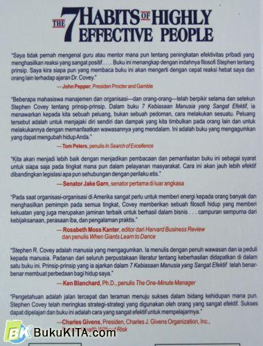 Cover Belakang Buku 7 KEBIASAAN MANUSIA YANG SANGAT EFEKTIF (Soft Cover)