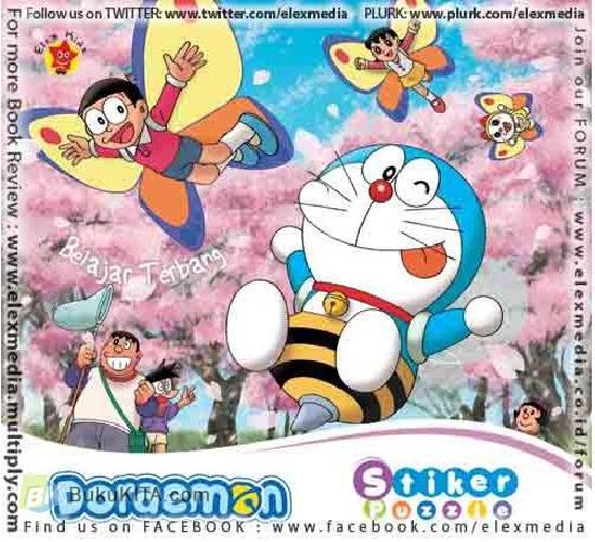 Cover Buku Stiker Puzzle Doraemon : Belajar terbang