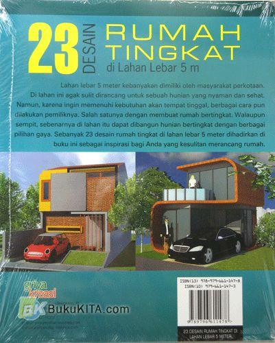 Cover Belakang Buku 23 desain Rumah Tingkat di Lahan Lebar 5 m