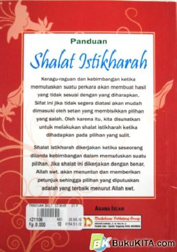 Cover Belakang Buku PANDUAN SHALAT ISTIKHARAH
