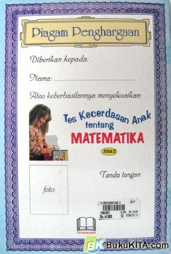 Cover Belakang Buku TES KECERDASAN ANAK TENTANG MATEMATIKA 2