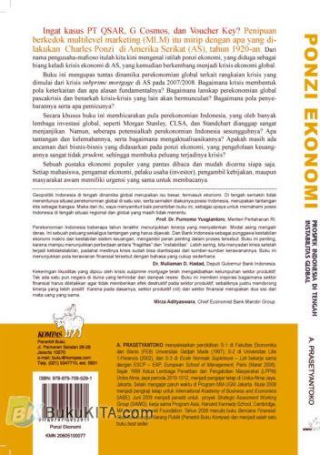 Cover Belakang Buku Ponzi Ekonomi : Prospek Indonesia di Tengah Instabilitas Global