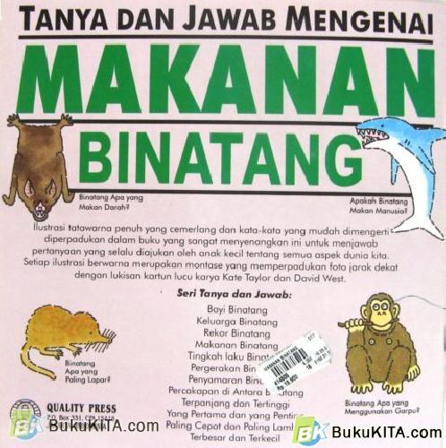 Cover Belakang Buku SERI TANYA JAWAB : MAKANAN BINATANG