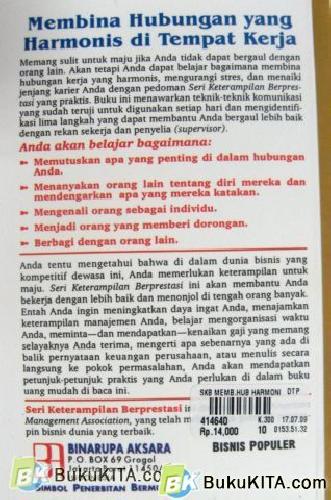 Cover Belakang Buku SKB: MEMBINA HUBUNGAN YANG HARMONIS DI TEMPAT KERJA
