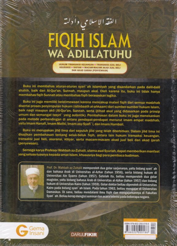 Cover Belakang Buku FIQIH ISLAM (WA ADILLATUHU) # 5 HUKUM TRANSAKSI KEUANGAN,JUAL BELI,ASURANSI,KHIYAR,AKAD JUAL-BELI DAN AKAD IJARAH (HC)