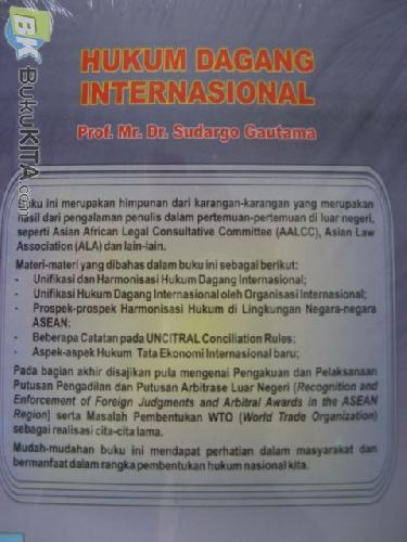 Cover Belakang Buku Hukum dagang internasional