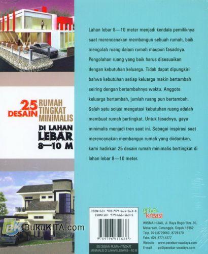Cover Belakang Buku 25 Desain Rumah Tingkat Minimalis Di Lahan Lebar 8-10 M2