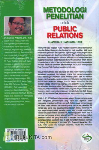 Cover Belakang Buku Metodologi Penelitian untuk Public Relations - Kuantitatif dan Kualitatif