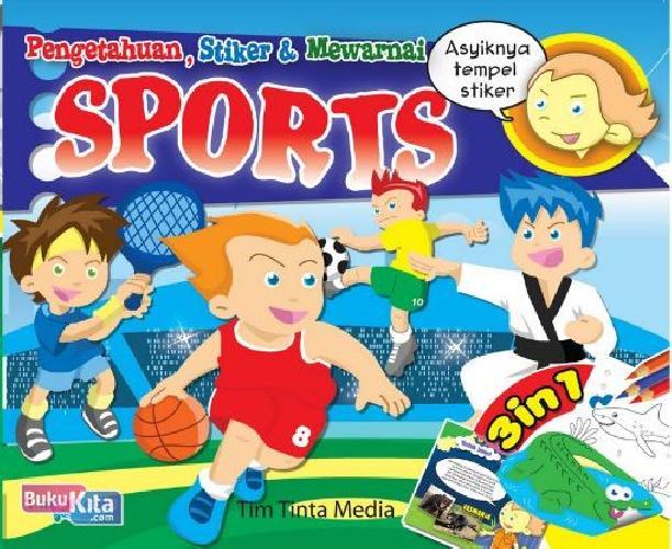 Cover Buku Pengetahuan, Stiker & Mewarnai Sports 3 in 1