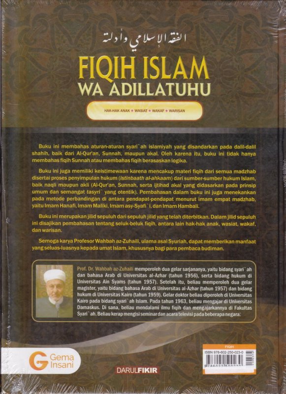 Cover Belakang Buku FIQIH ISLAM (WA ADILLATUHU) #10 HAK-HAK ANAK,WASIAT,WAKAF,WARISAN (HC)