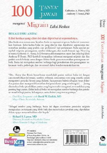Cover Belakang Buku 100 Tanya Jawab Mengenai Migrain edisi 2
