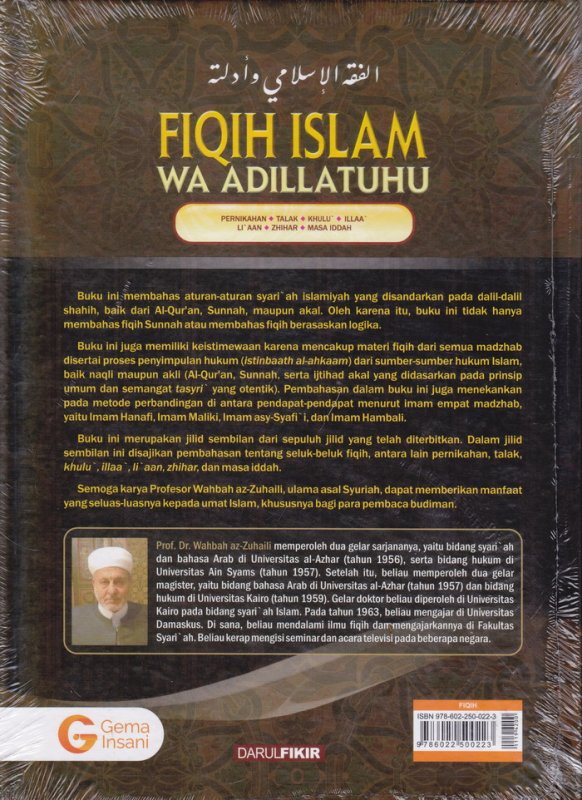 Cover Belakang Buku FIQIH ISLAM (WA ADILLATUHU) #9 PERNIKAHAN,TALAK,KHULU,ILLAA LIAAN,ZHIHAR,MASA IDDAH (HC)
