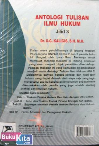 Cover Belakang Buku Antologi Tulisan Ilmu Hukum Jilid 3