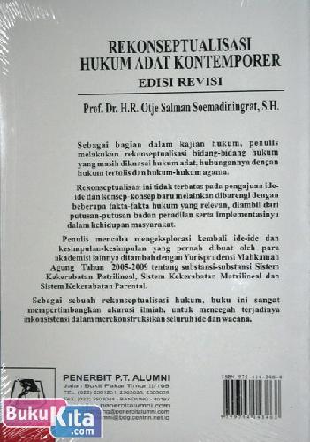 Cover Belakang Buku Rekonseptualisasi Hukum Adat Kontemporer