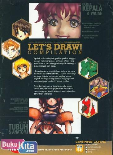 Cover Belakang Buku How To Draw & Create Manga For Beginners : Let's Draw! Compilation (Volume 1 Kepala & Wajah, Volume 2 Tubuh & Anatomi)