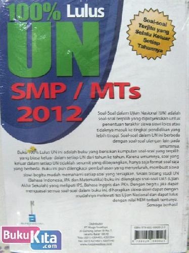 Cover Belakang Buku 100% Lulus Ujian Nasional SD/MI 2012