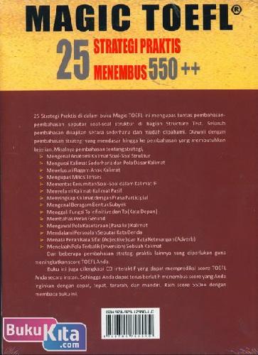 Cover Belakang Buku Magic TOEFL : 25 Strategi Praktis Menembus 550++