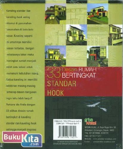Cover Belakang Buku 33 Desain Rumah Bertingkat Di Kaveling Standar dan Kaveling Hook