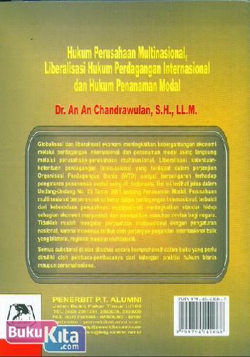 Cover Belakang Buku Hukum Perusahaan Multinasional, Liberalisasi Hukum Perdagangan Internasional dan Hukum Penanaman Modal Novembe