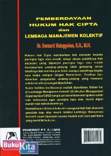 Cover Belakang Buku Pemberdayaan Hukum Hak Cipta dan Lembaga Manajemen Kolektif