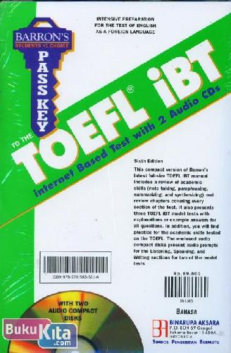 Cover Belakang Buku TOEFL iBT Internet Based Test with 2 Audio CDs (Sixth Edition)