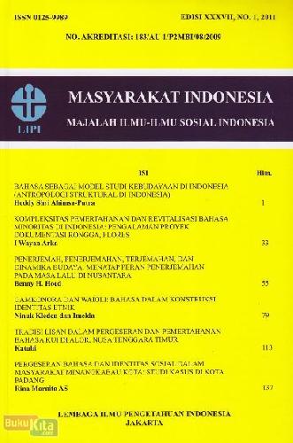 Cover Buku Masyarakat Indonesia Edisi XXXVII, No.1, 2011