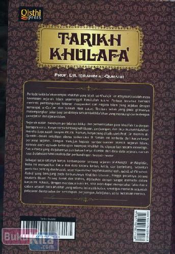 Cover Belakang Buku Tarikh Khulafa : Sejarah Lengkap Kehidupan Empat Khalifah Setelah Wafatnya Rasulullah S.A.W.
