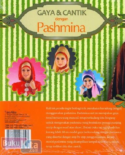 Cover Belakang Buku Gaya & Cantik dengan Pashmina : Kreasi Berkerudung dengan Pashmina
