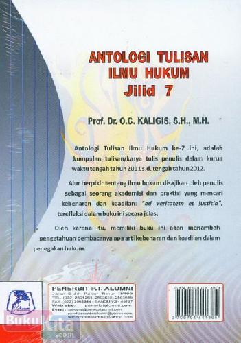 Cover Belakang Buku Antologi Tulisan Ilmu Hukum Jilid 7