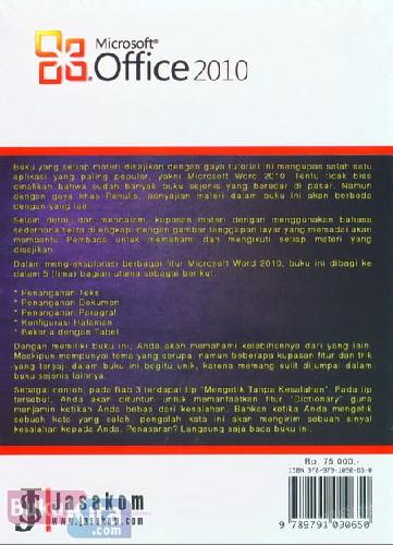 Cover Belakang Buku Panduan Lengkap Microsoft Word 2010