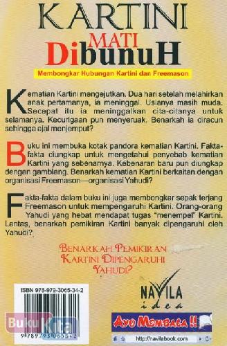 Cover Belakang Buku Kartini Mati Dibunuh : Membongkar Hubungan Kartini dan Freemason (kartini Indonesia)