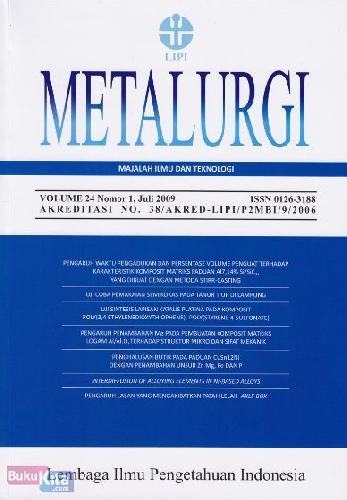 Cover Buku Metalurgi Vol.24 No.1, Juli 2009