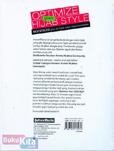 Cover Belakang Buku Optimize Your Hijab Style : Modifikasi Gaya Berhijab untuk Tampi Memesona