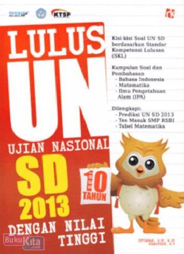 Cover Buku Lulus UN SD 2013 Dengan Nilai Tinggi