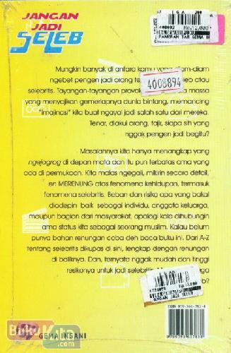 Cover Belakang Buku Jangan Jadi Seleb (Kado Untuk Remaja)