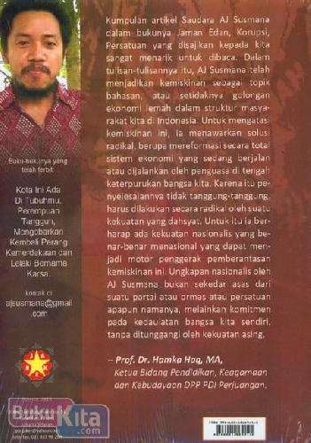 Cover Belakang Buku Jaman Edan, Korupsi, Persatuan (Kumpulan Esai AJ Susmana)