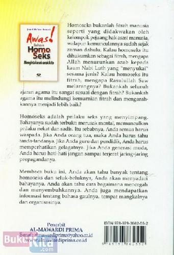 Cover Belakang Buku Awas! Bahaya Homo Seks Mengintai anak-anak Kita