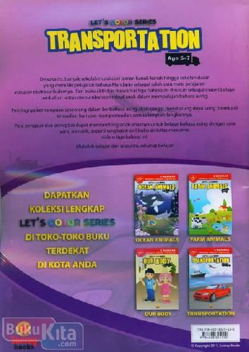 Cover Belakang Buku Let's Color Series : Transportation (Age 5-7)