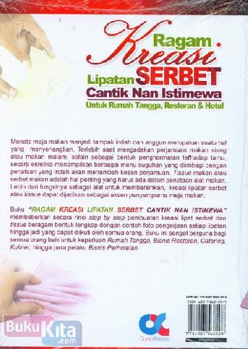 Cover Belakang Buku Ragam Kreasi Lipatan Handuk Cantik Nan Istimewa (full color)