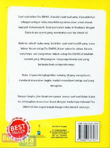 Cover Belakang Buku 100% Taklukan Soal-Soal Tes SIMAK Universitas Indonesia