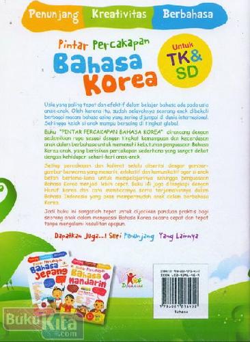 Cover Belakang Buku Pintar Percakapan Bahasa Korea Untuk TK & SD (Full Color)