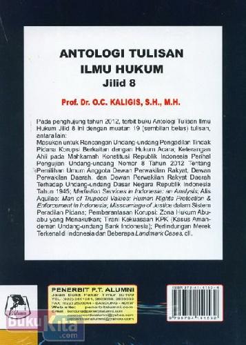 Cover Belakang Buku Antologi Tulisan Ilmu Hukum Jilid 8