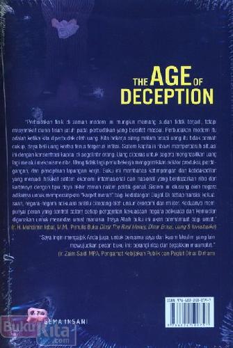 Cover Belakang Buku The Age of Deception : Riba Dalam Globalisasi Ekonomi, Politik Global, dan Indonesia